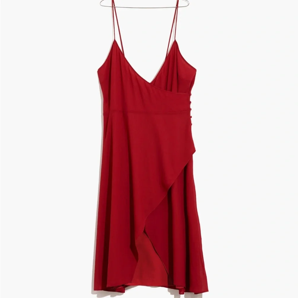 NWT Madewell Red Slip Midi Dress with Slit - Picture 4 of 7